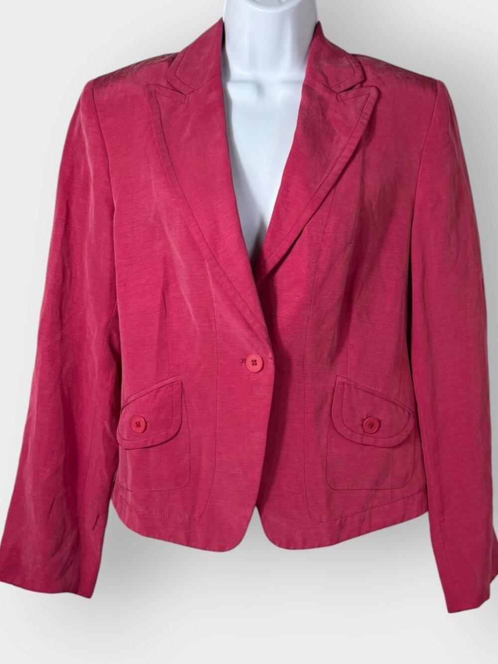 Jones Wear Womens Pink Silk Linen Blazer Size 10 Career Preppy Layering